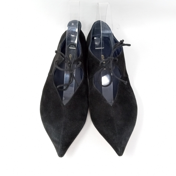 Celine Paris Babouche Flats, Lace Up, Black Suede, Pointy Toe Women's Sz EU 38.5 - Picture 5 of 14